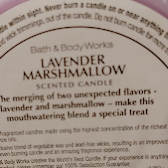 BATH & BODY WORKS 3 WICK CANDLE LAVENDER MARSHMALLOW - Picture 3 of 3